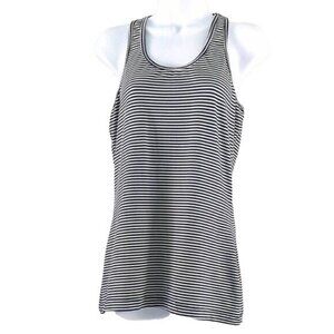 2/$15 Mondetta Womens Tank Top Black White Small Striped Racerback Sleeveless